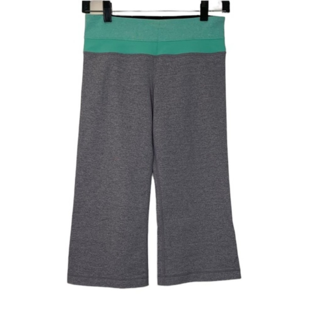 lululemon athletica | cropped leggings | gray & turquoise | 4